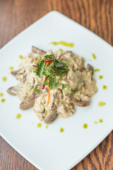 meat salad with cream sauce