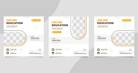 Set of minimalist background with half ellipse frame. Suitable for social media post template, Online education, Business webinar, and Other Seminar