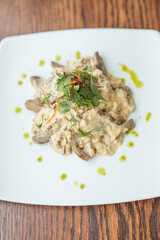 meat salad with cream sauce