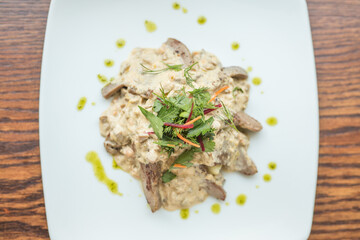 meat salad with cream sauce
