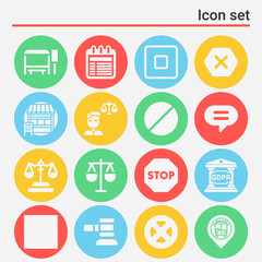16 pack of prohibition  filled web icons set