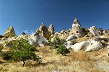 An unusual volcanic rock in the Pigeon Valley in the Cappadocia region of Turkey.