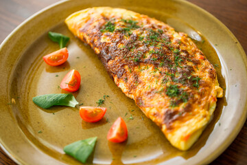 baked pie with cheese and cherry tomatoes