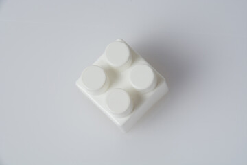 Constructor cubes, block on a white background. Children's toy isolate close up view from the top