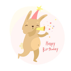 cute bunny happy birthday. festive mood. cute fluffy animal