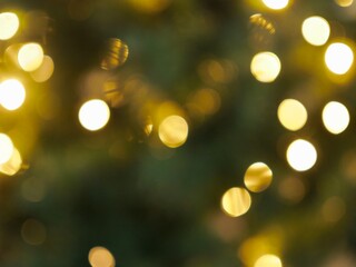 Decorative cristmas background - defocused christmas lights . Christmas tree lights