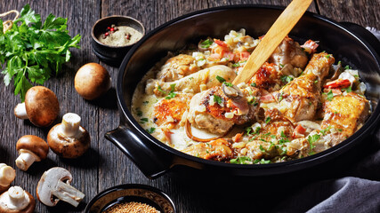 White Wine Coq au Vin, top view