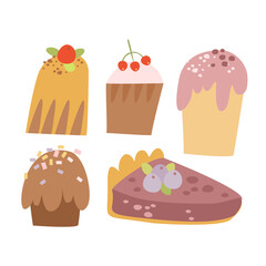 vector set of cartoon desserts
