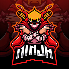 Red ninja mascot. esport logo design