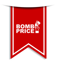 red vector illustration banner bomb price