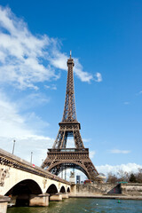 Fototapeta na wymiar Eiffel Tower and River Seine in Paris, France