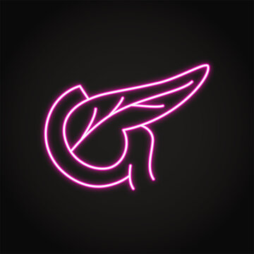 Neon human pankreas icon in line style