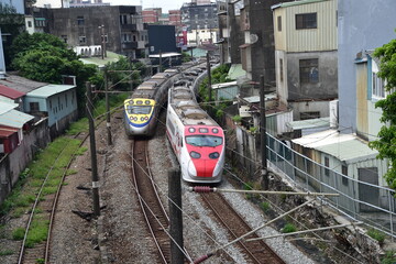 Obraz premium Railway track in New Taipei City, Taiwan