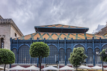 View of Malaga Atarazanas Market (Mercado Central de Atarazanas) with 1XIV century Moorish...