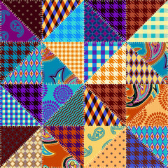Fototapeta premium Seamless background pattern. Textile patchwork pattern. Vector image