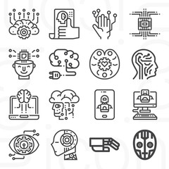 16 pack of affected  lineal web icons set