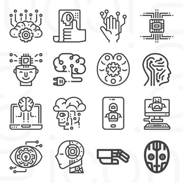 16 pack of affected  lineal web icons set