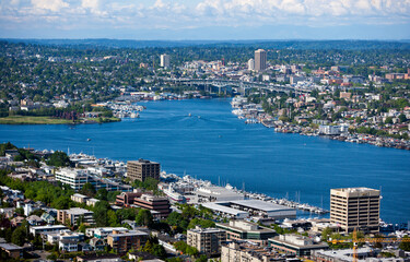 Obraz na płótnie Canvas View of Pugent Sound from Space needle