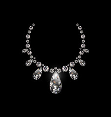 black background and light jewel diamond necklace