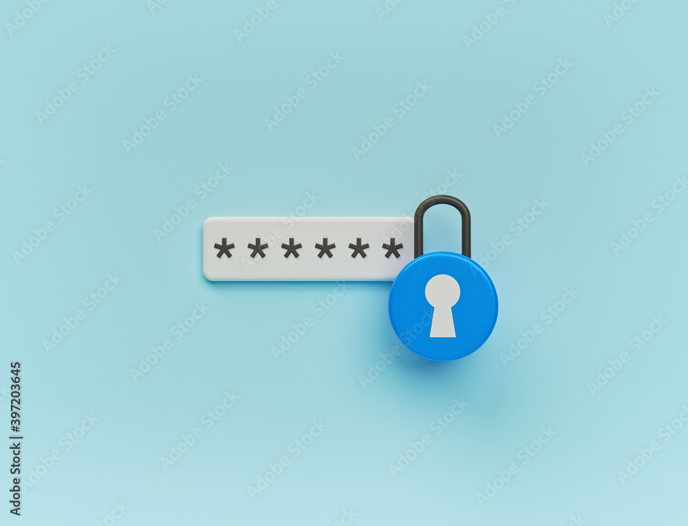 Poster Password protected icon. secure login concept. minimal design. 3d rendering