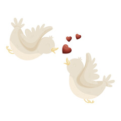Cartoon couple of lovebirds for Valentines day. Vector illustration