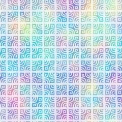 Holographic foil vivid trendy seamless geometric pattern. Opalescent psychedelic design in pastel rainbow colors. Cosmic futuristic iridescent graphic swatch.