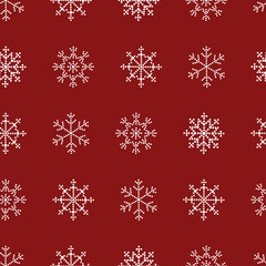Naklejka na ściany i meble Lovely hand drawn snowflakes seamless pattern, creative dotted stars, great for christmas and winter textiles, banners, wallpaper, wrapping - vector design