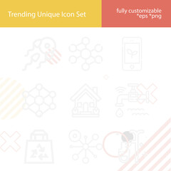 Simple set of biological science related lineal icons.