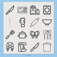 Simple set of wolves related lineal icons.