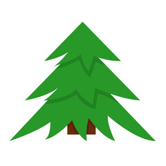 Obraz premium Fluffy Green Christmas tree as a symbol of the New Year and the celebration of Merry Christmas. Vector color illustration. Suitable for decorating postcards, banners and others