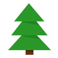 Green Christmas tree as a symbol of the New Year and the celebration of Merry Christmas. Vector color illustration. Suitable for decorating postcards, banners and others