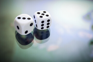A pair of cubes close-up for table games and not only. Dice.