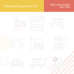 Simple set of seating related filled icons.