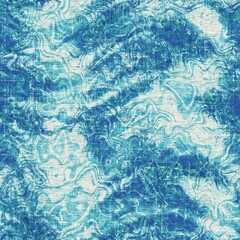 Teal blue water wave weathered grunge nautical texture background. Summer coastal living style home decor tile. Ocean sea swirl grunge material. Worn turquoise dyed beach textile seamless pattern.
