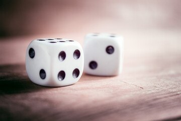 A pair of cubes close-up for table games and not only. Dice.