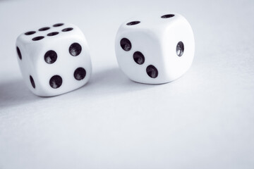 A pair of cubes close-up for table games and not only. Dice.