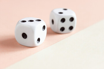 A pair of cubes close-up for table games and not only. Dice.