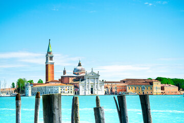 The panorama of the island of San Giorgio and the Basilica of San Giorgio Maggiore. Venice , Italy.