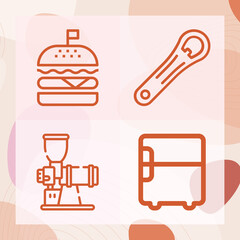 Simple set of cafe related lineal icons