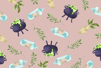 魔女の魔法の薬の材料のイラスト