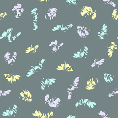 Abstract drawing. Nice ornament for textiles, wallpaper, covers. Delicate color. Spots on a gray background. Seamless vector illustration.