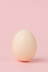 Boiled egg on pink background