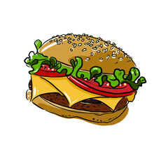 hamburger isolated on white. Vector.EPS
