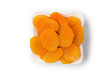 Dried apricots isolated on white in studio 