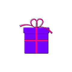 Gift box icon, flat graphic design template, Christmas present, Xmas symbol, Birthday surprise, vector illustration