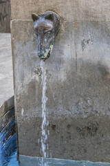 View Bath of Diana. Bath of Diana is a sculpture and fountain made in bronze, located at the intersections of Granados and Beatas streets in the Historic Center of Malaga. Spain. 