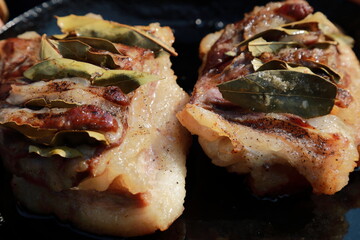 baked meat with specialties in the oven