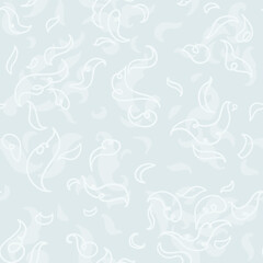 Abstract frost pattern on light blue background. Vector seamless pattern - 397213692