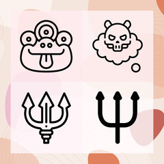 Simple set of demon related lineal icons