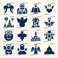Simple set of holy man related filled icons.